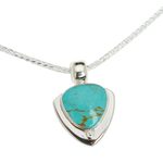 Turquoise pendant necklace, 'Pyramid of Friendship' - Modern Sterling Silver and Natural Turquoise Necklace