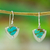 Turquoise dangle earrings, 'Pyramids of Friendship' - Unique Taxco Silver Turquoise Earrings thumbail