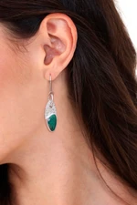 Chrysocolla dangle earrings, 'Peaceful Wisdoms' - Mexico Silver 950 Chrysocolla Dangle Earrings