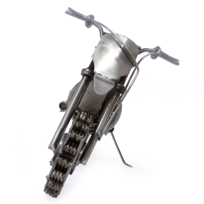 Auto parts sculpture, 'Rustic Motorcross Bike' - Collectible Recycled Metal Motorcycle Sculpture