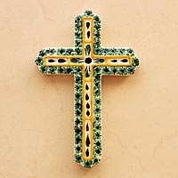 Majolica ceramic cross, 'Hope' - Hand Made Religious Ceramic Cross