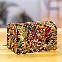 cofre de decoupage - Caja Decorativa Día de Muertos