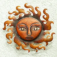 Iron wall adornment, 'Sunny Smile' - Iron wall adornment