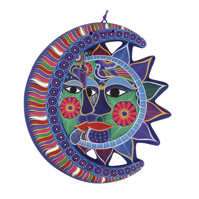 Keramischer Wandschmuck 'Eclipse of Love' - Einzigartige Sonne und Mond-Wandkunst aus Keramik