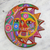 Ceramic wall adornment, 'Blossoming Eclipse' - Handmade Sun and Moon Ceramic Wall Art (image 2) thumbail