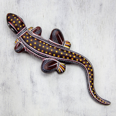 Ceramic wall adornment, 'Handsome Lizard' - Handpainted Ceramic Lizard Wall Sculpture Mexico