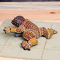 Ceramic wall adornment, 'Batik Frog' - Mexican Ceramic Frog Wall Art