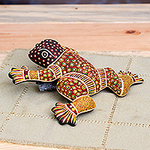 Mexican Ceramic Frog Wall Art, 'Batik Frog'