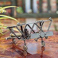 Upcycled Metal Sculpture, Rustic Biplane