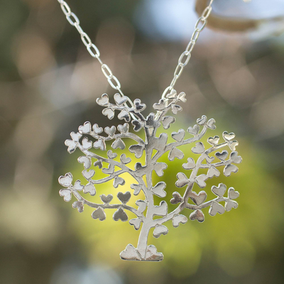 Sterling silver pendant necklace, Tree of Love