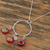 Dichroic art glass pendant necklace, 'Summer Sun' - Silver Pendant Necklace with Crimson Dichroic Glass (image 2) thumbail