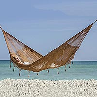 Hammock, 'Copper Filigree' (double) - Solid Rope Double Hammock Made by Artists of the Yucatan
