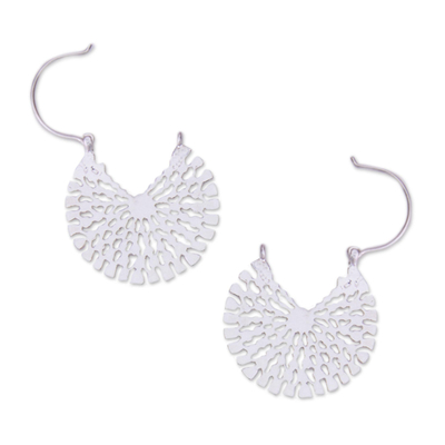 Sterling silver hoop earrings, 'Aztec Magnificence' - Handcrafted Sterling Silver Hoop Earrings