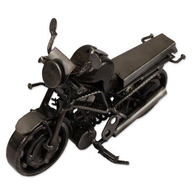Auto part statuette, 'Rustic Monster Motorbike' - Motorcycle Metal Recycled Sculpture from Mexico