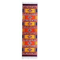 Zapotec wool rug, 'Phases of the Sky' (2.5x10) - Hand Woven Zapotec Wool Area Rug Runner 2.5x10 Arts