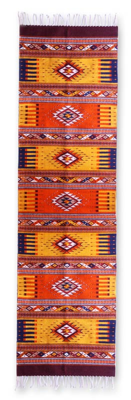 Zapotec wool rug, 'Phases of the Sky' (2.5x10) - Hand Woven Zapotec Wool Area Rug Runner 2.5x10 Arts