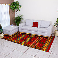 Zapotec wool rug, 'Phases of the Sky' (6.5x10) - Zapotec wool rug (6.5x10)