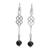 Onyx dangle earrings, 'Zapotec Lace' - Handmade Taxco Silver Dangle Earrings with Onyx (image 2a) thumbail