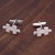 Silver cufflinks, 'Puzzle' - Silver cufflinks (image 2b) thumbail