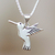 Sterling silver pendant necklace, 'Hummingbird Secrets' - Hand Made Fine Silver Bird Necklace from Mexico (image 2) thumbail