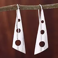 Silver drop earrings, 'Taxco Modern' - Mexican Taxco Silver Contemporary Drop Earrings