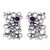 Amethyst button earrings, 'Mischief' - Mexican Modern Fine Silver Amethyst Earrings thumbail