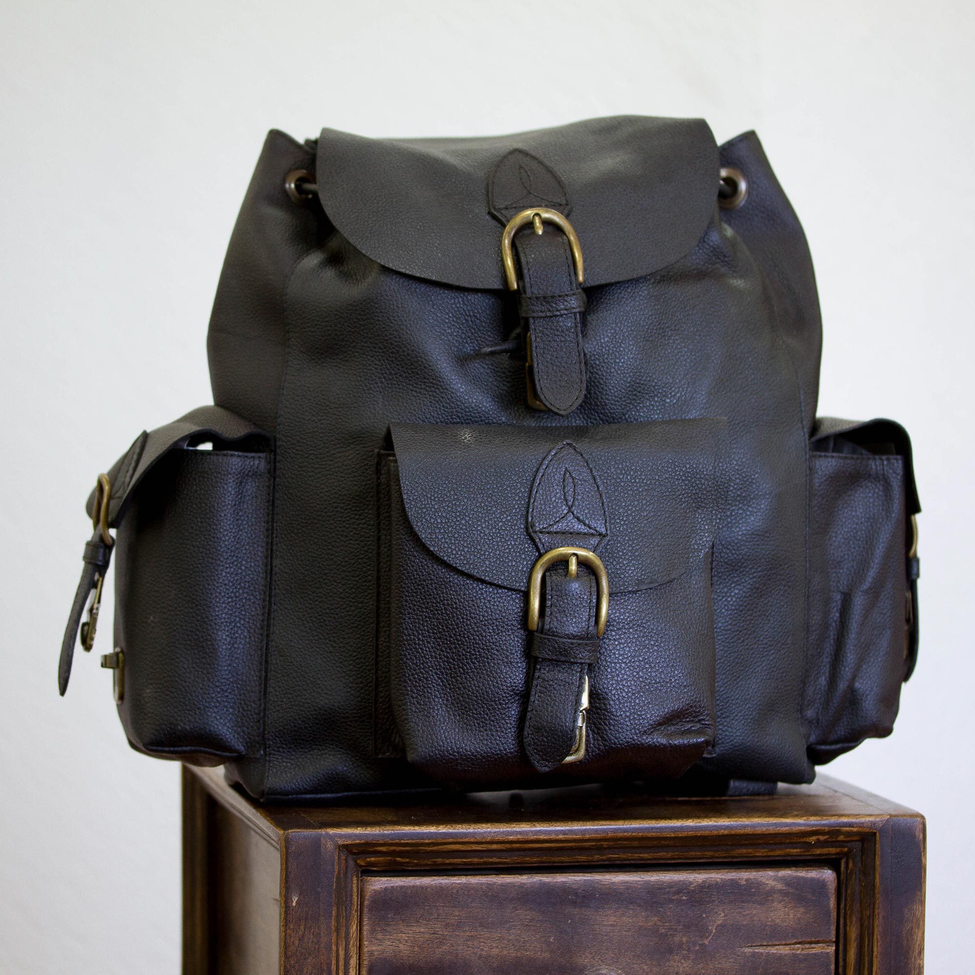 sturdy leather backpack
