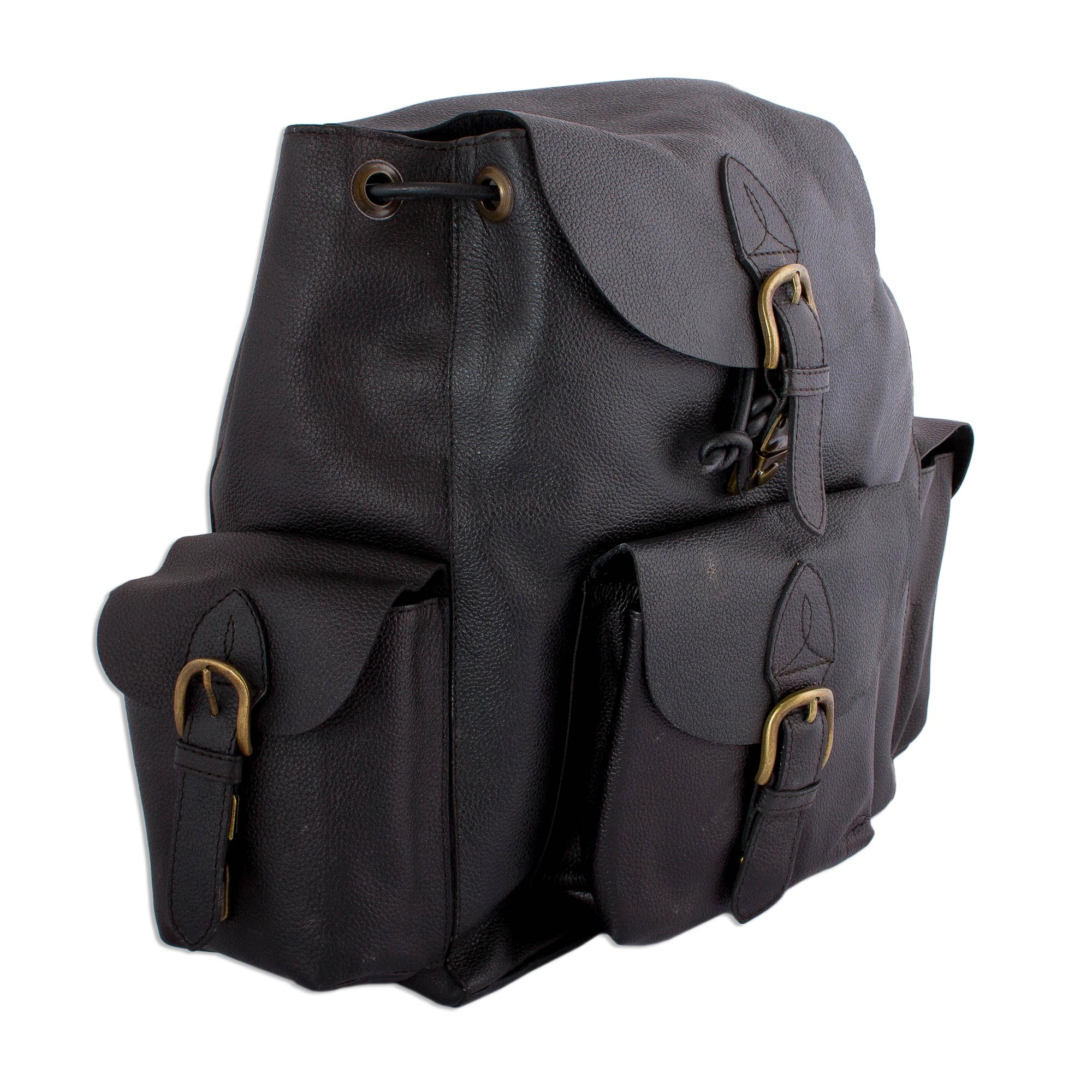 UNICEF Market | Leather backpack - Black Deluxe