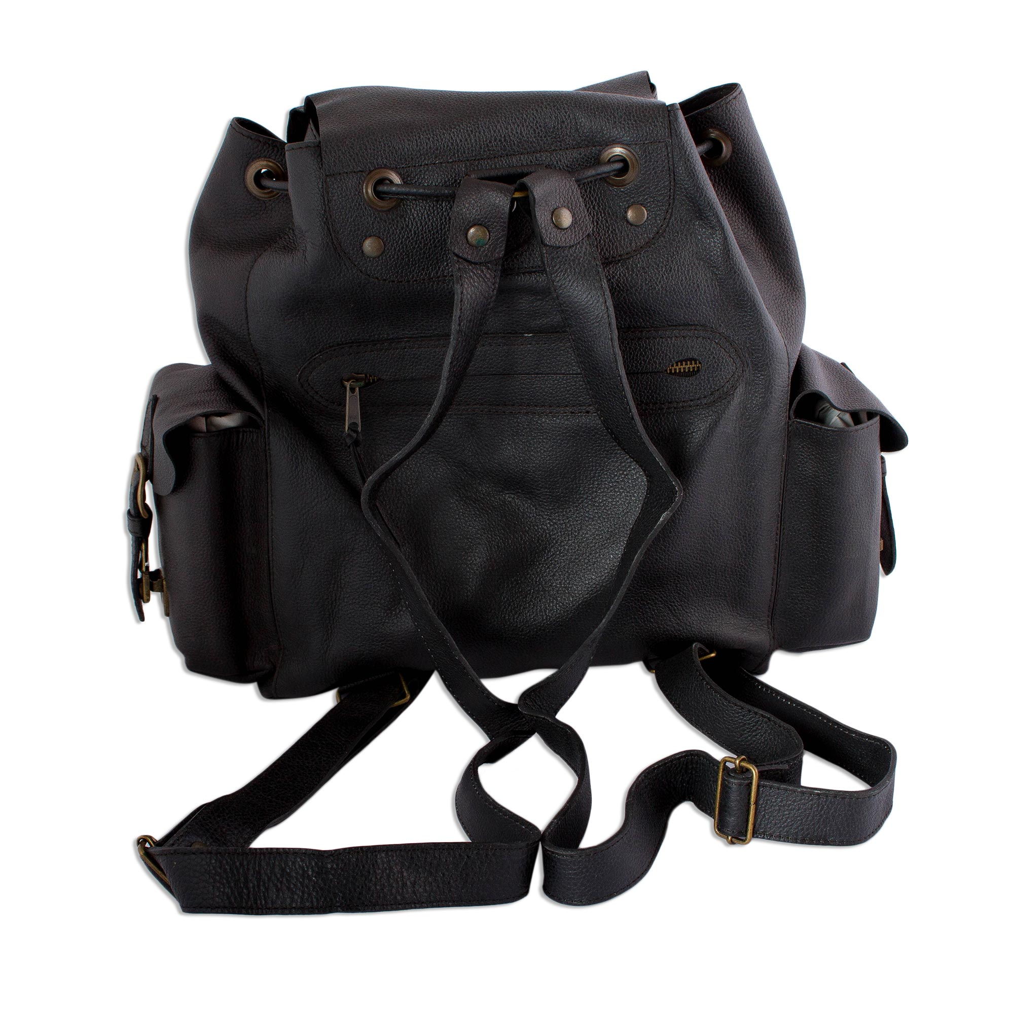 UNICEF Market | Leather backpack - Black Deluxe