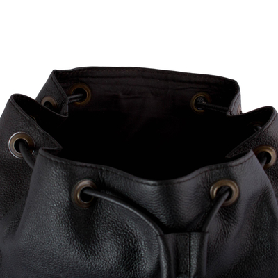 Leather backpack, 'Black Deluxe' - Leather backpack