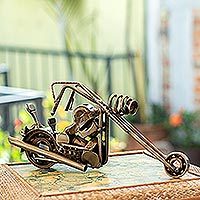 Auto part statuette, 'Rustic Chopper' - Auto Part Motorbike Sculpture Recycled Metal Handmade Mexico