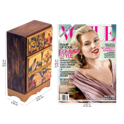 Decoupage jewelry chest, 'Diego Rivera's Mexico' - Unique Decoupage Wood Jewelry Box