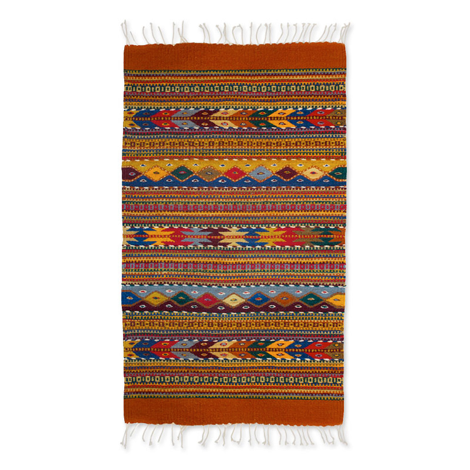 Zapotec wool rug (2x3) - Blue Diamond Diversity