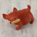 Ceramic figurine, 'Colima Dog with Corn' - Ceramic Dog Sculpture Mexican Archaeology Replica