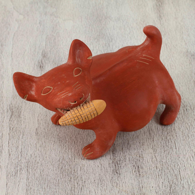 Keramikfigur, 'Colima Hund mit Mais'. - Keramische Hundeskulptur Replik der mexikanischen Archäologie