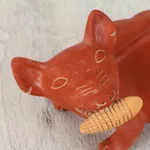 Ceramic figurine, 'Colima Dog with Corn' - Ceramic Dog Sculpture Mexican Archaeology Replica