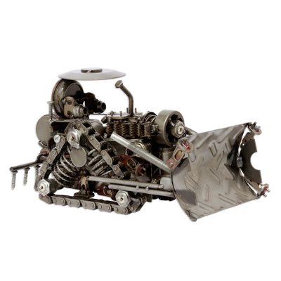 Auto part statuette, 'Rustic Bulldozer' - Hand Crafted Recycled Auto Parts and Metal Sculpture