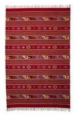 Zapotec wool rug, 'Scarlet Paths' (6.5x10) - Zapotec wool rug (6.5x10)