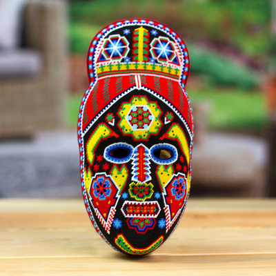 Perlenmaske - Handgefertigte handbestickte Huichol-Pappmaché-Maske