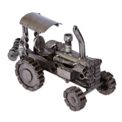 Auto parts sculpture, 'Rustic Farming Tractor' - Unique Mexican Recycled Metal Auto Parts Sculpture