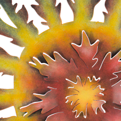 Arte mural de acero, 'Solar Flares' - Arte de pared de acero hecho a mano Sol