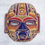 Ceramic mask, 'Golden Olmec Lord' - Collectible Mexican Ceramic Mask with Yellow Birds