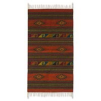 Zapotec wool rug, 'Mitla Glory' (2.5x5)