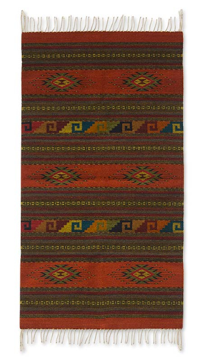 Zapotec wool rug, 'Mitla Glory' (2.5x5) - Unique Mexican Zapotec Rug (2.5x5)