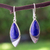 Lapis lazuli dangle earrings, 'Dove of Love' - Handcrafted Modern Silver and Lapis Lazuli Earrings (image 2) thumbail