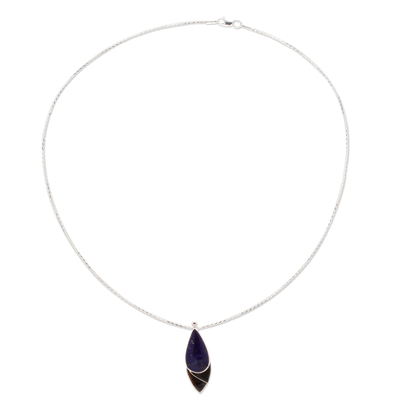 Lapis lazuli pendant necklace, 'Dove of Love' - Mexican Modern Sterling Silver Lapis Lazuli Pendant Necklace