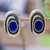 Lapis lazuli button earrings, 'Tide Pool' - Unique Modern Sterling and Lapis Lazuli Earrings (image 2) thumbail