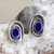 Lapis lazuli button earrings, 'Tide Pool' - Unique Modern Sterling and Lapis Lazuli Earrings (image 2b) thumbail