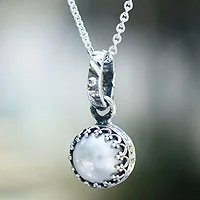 Cultured pearl pendant necklace, 'Taxco Royalty'