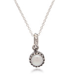 Cultured pearl pendant necklace, 'Taxco Royalty' - Peace and Calm Fine Silver and Pearl Necklace